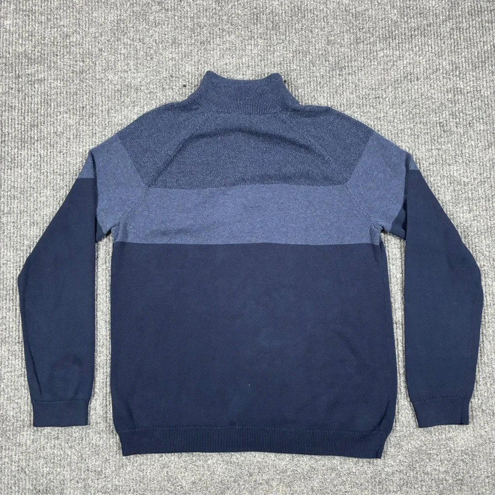 Calvin Klein Mens Size XL Quarter Zip Mock Neck Knit Sweater Blue Pullover